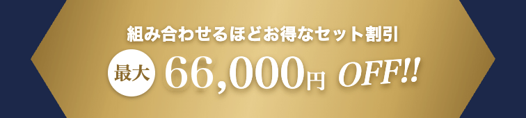 組み合わせるほどお得なセット割引 最大66,000円OFF