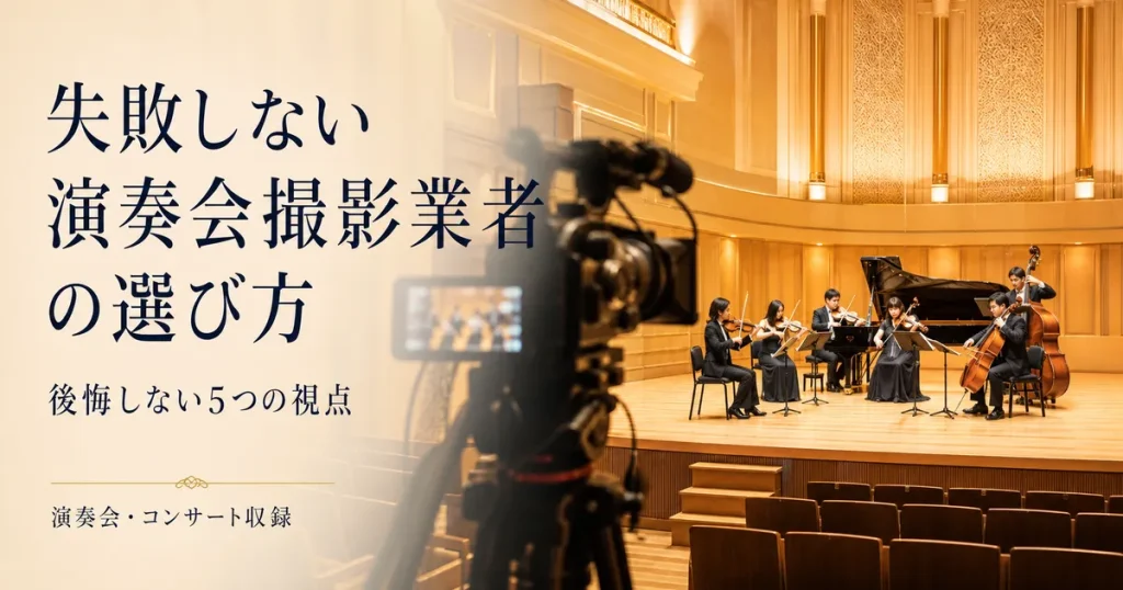 失敗しない演奏会撮影業者の選び方|後悔しない5つの視点