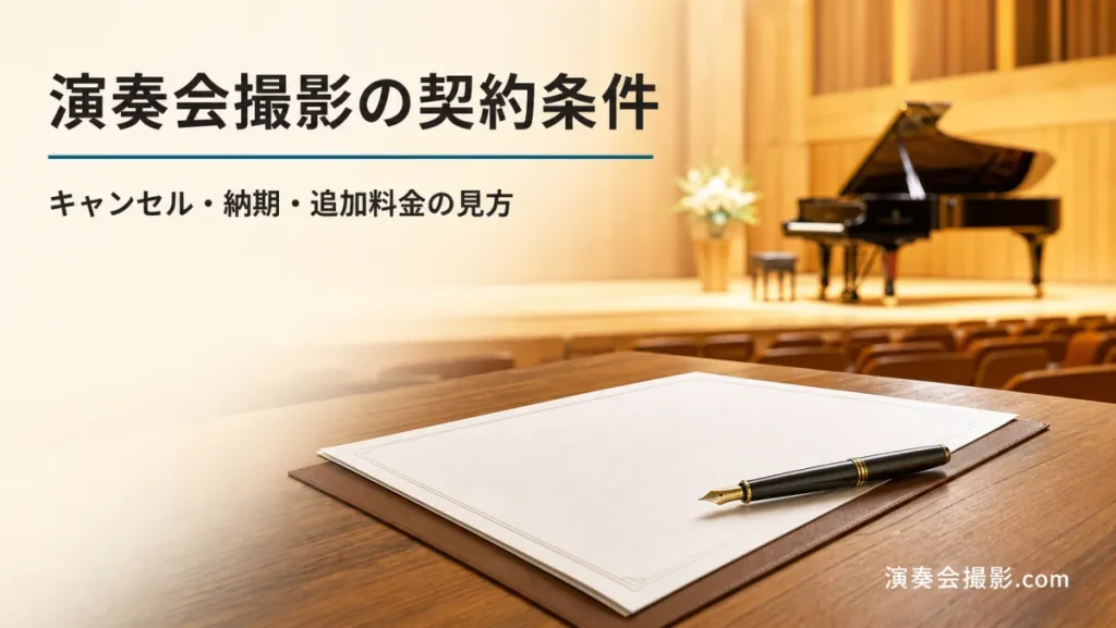 演奏会撮影の契約条件｜キャンセル・納期・追加料金の見方