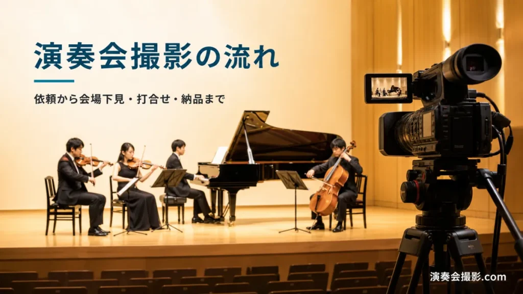 演奏会撮影の流れ|依頼から会場下見・打合せ・納品まで